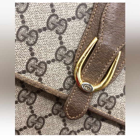 Gucci Brown Monogram Clutch with Gold Accent - Picture 9 of 11